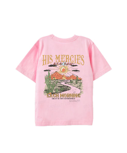 Kids His Mercies Are New Double Sided Cotton Christian T-shirt