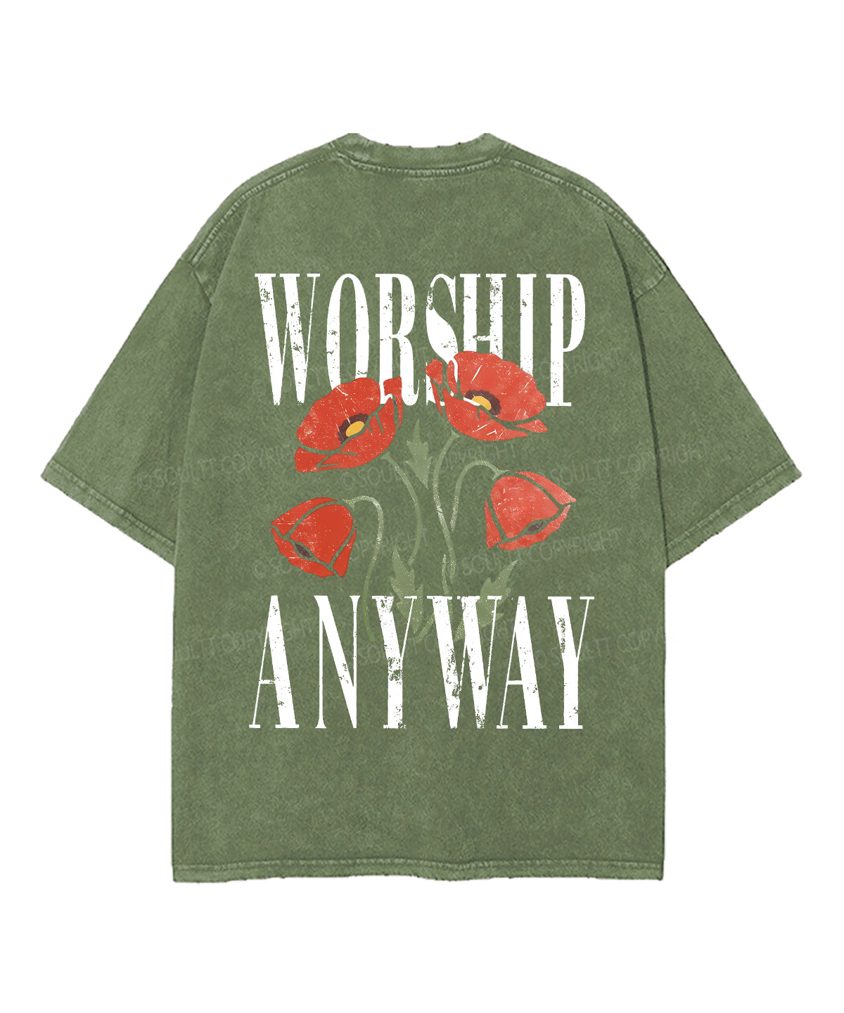 Worship Anyway Double Sided Unisex Washed Christian T-shirt