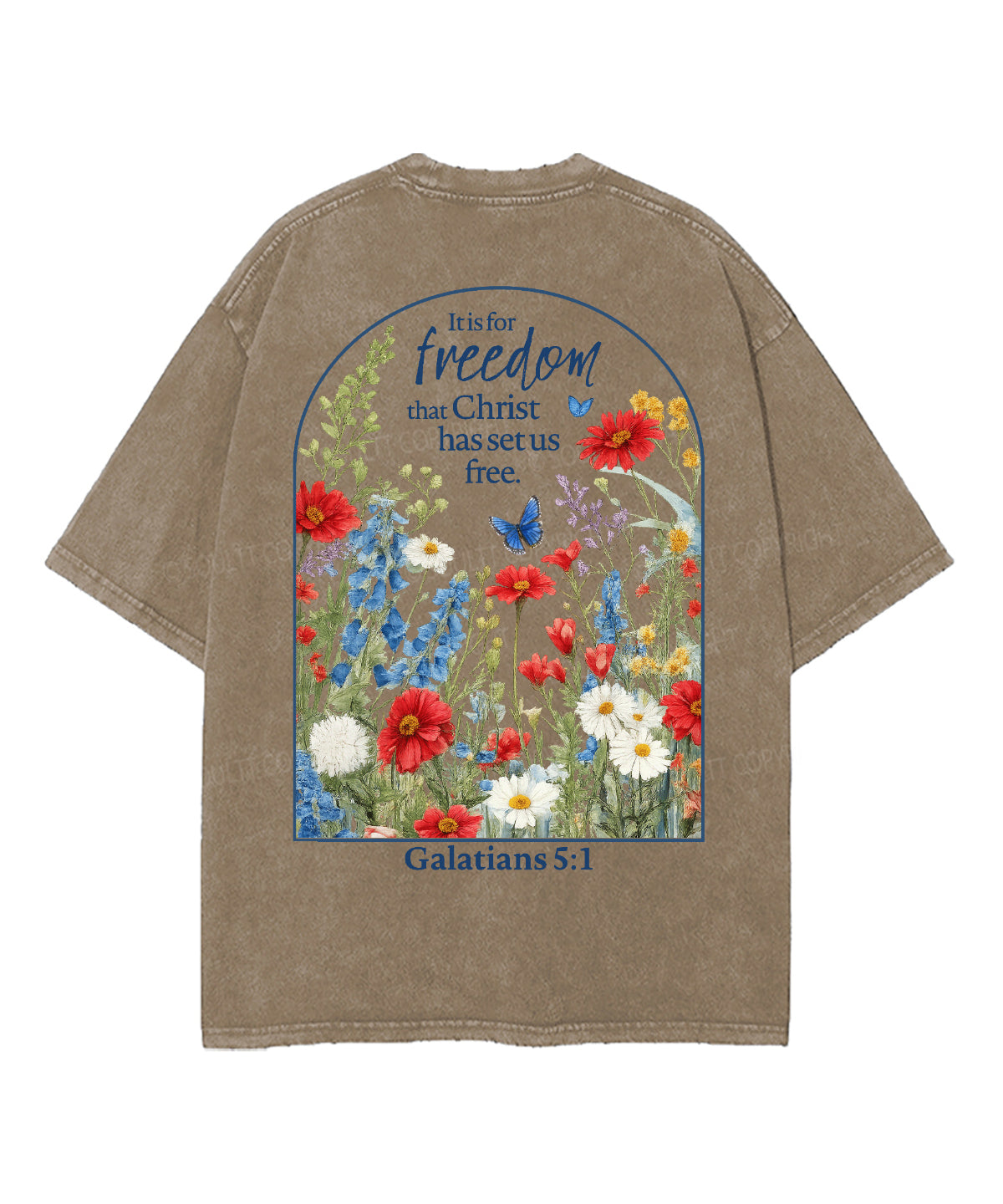 Christ Has Set Us Free Double Sided Unisex Washed Christian T-shirt