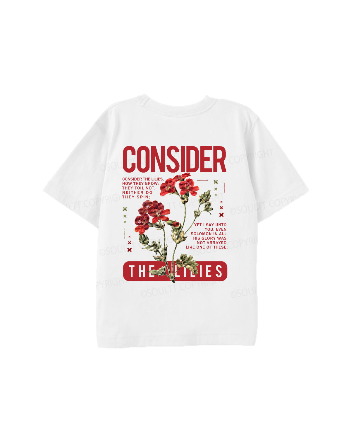 Kids Consider The Lilies Double Sided Cotton Christian T-shirt