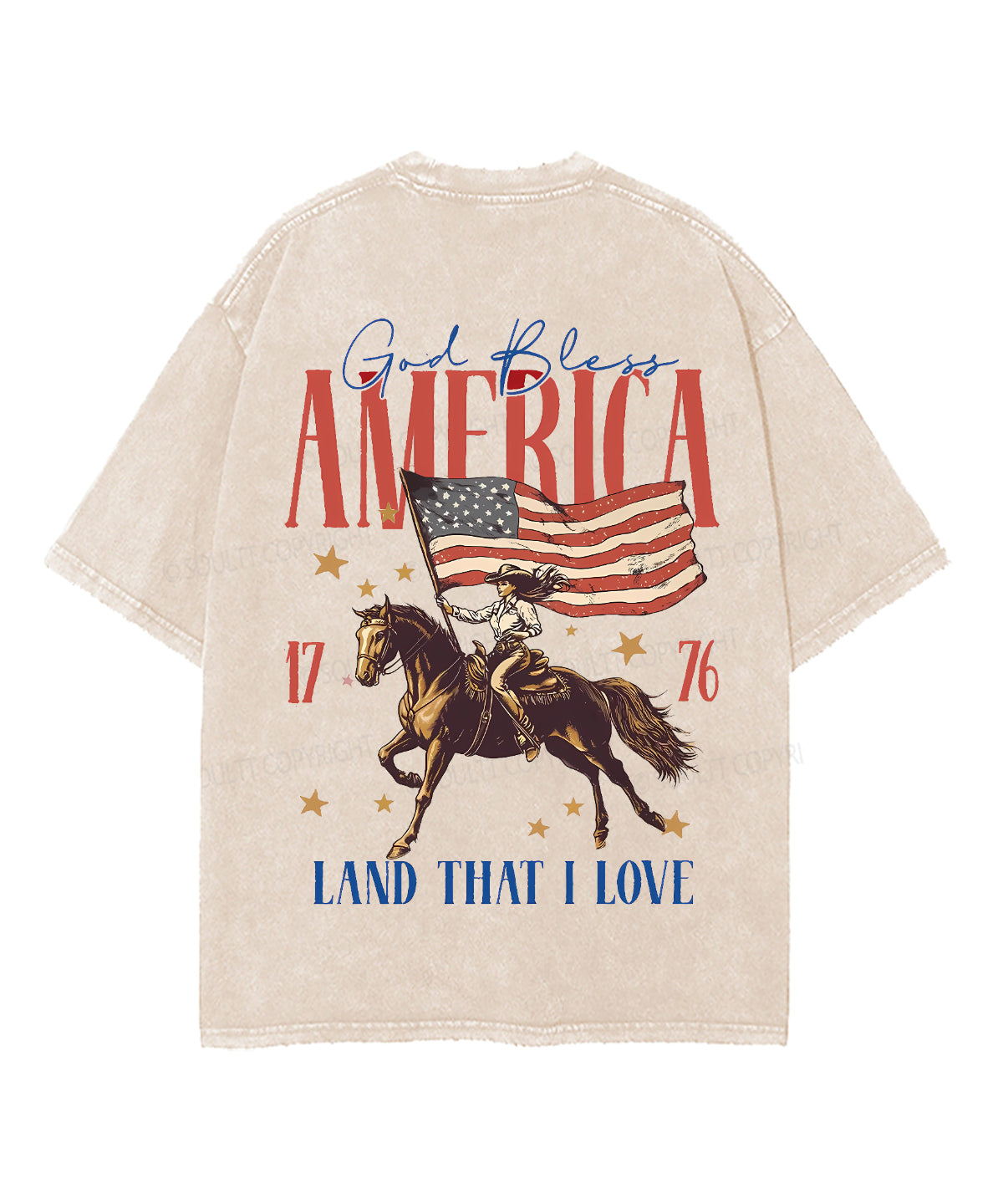 God Bless America Double Sided Unisex Washed Christian T-shirt