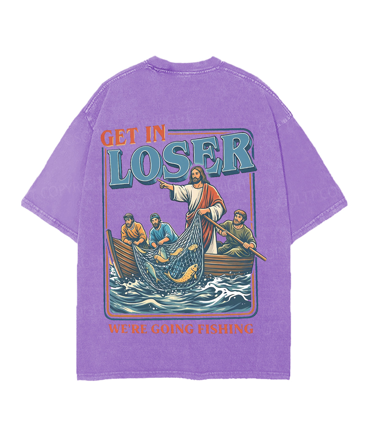 We're Going Fishing Double Sided Unisex Christian Washed T-Shirt & Shorts