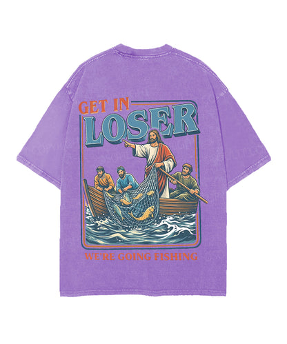 We're Going Fishing Double Sided Unisex Christian Washed T-Shirt & Shorts