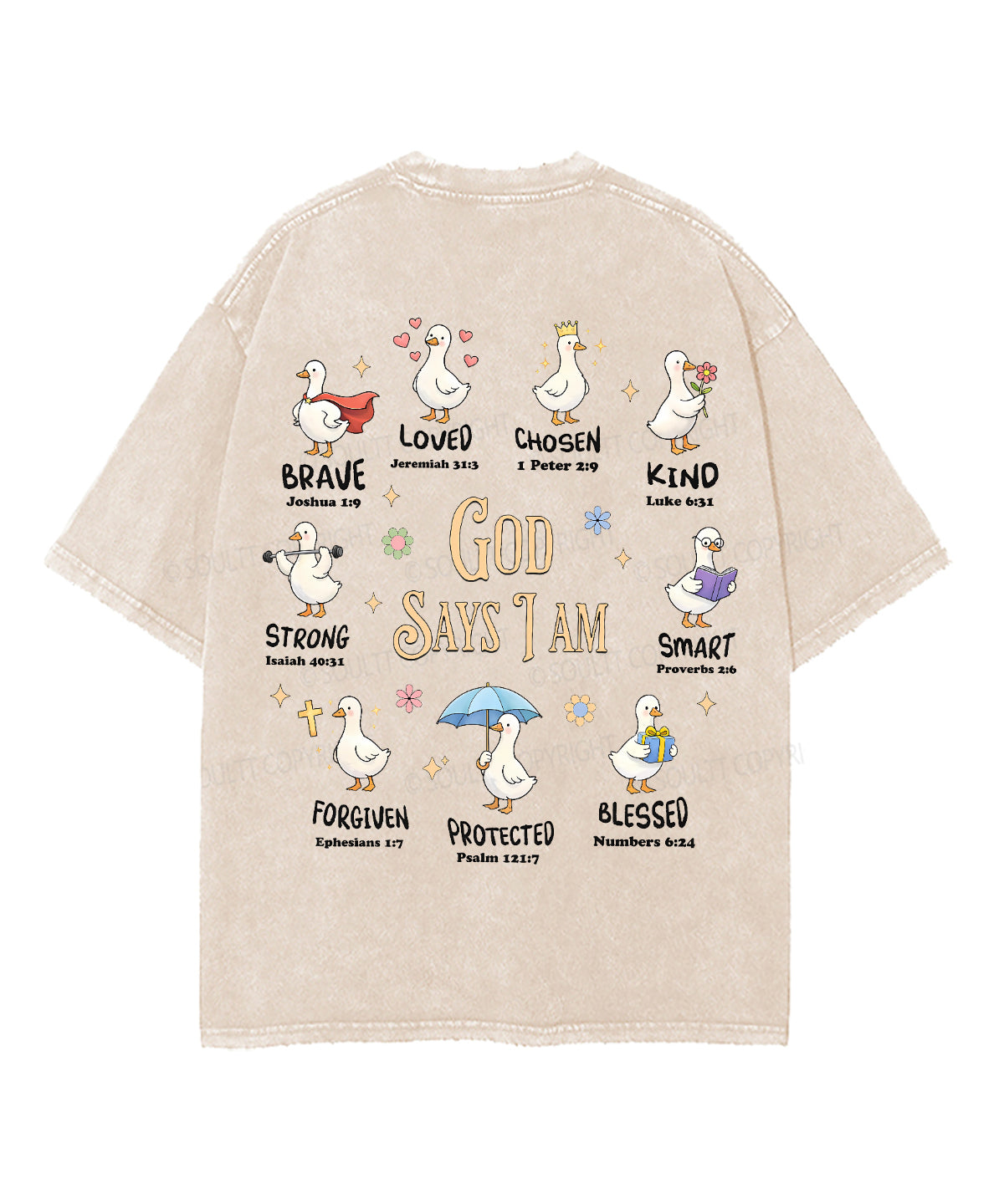 God Says I Am Double Sided Unisex Washed Christian T-shirt