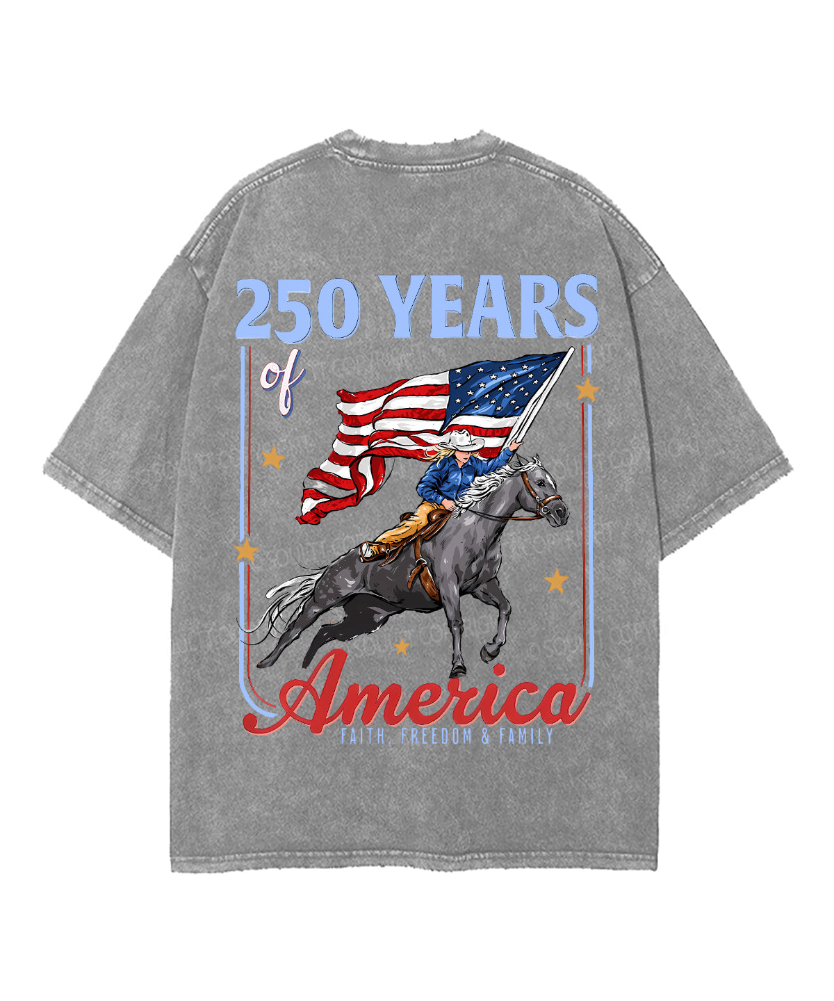 250 Years America Anniversary Double Sided Unisex Washed Christian T-shirt
