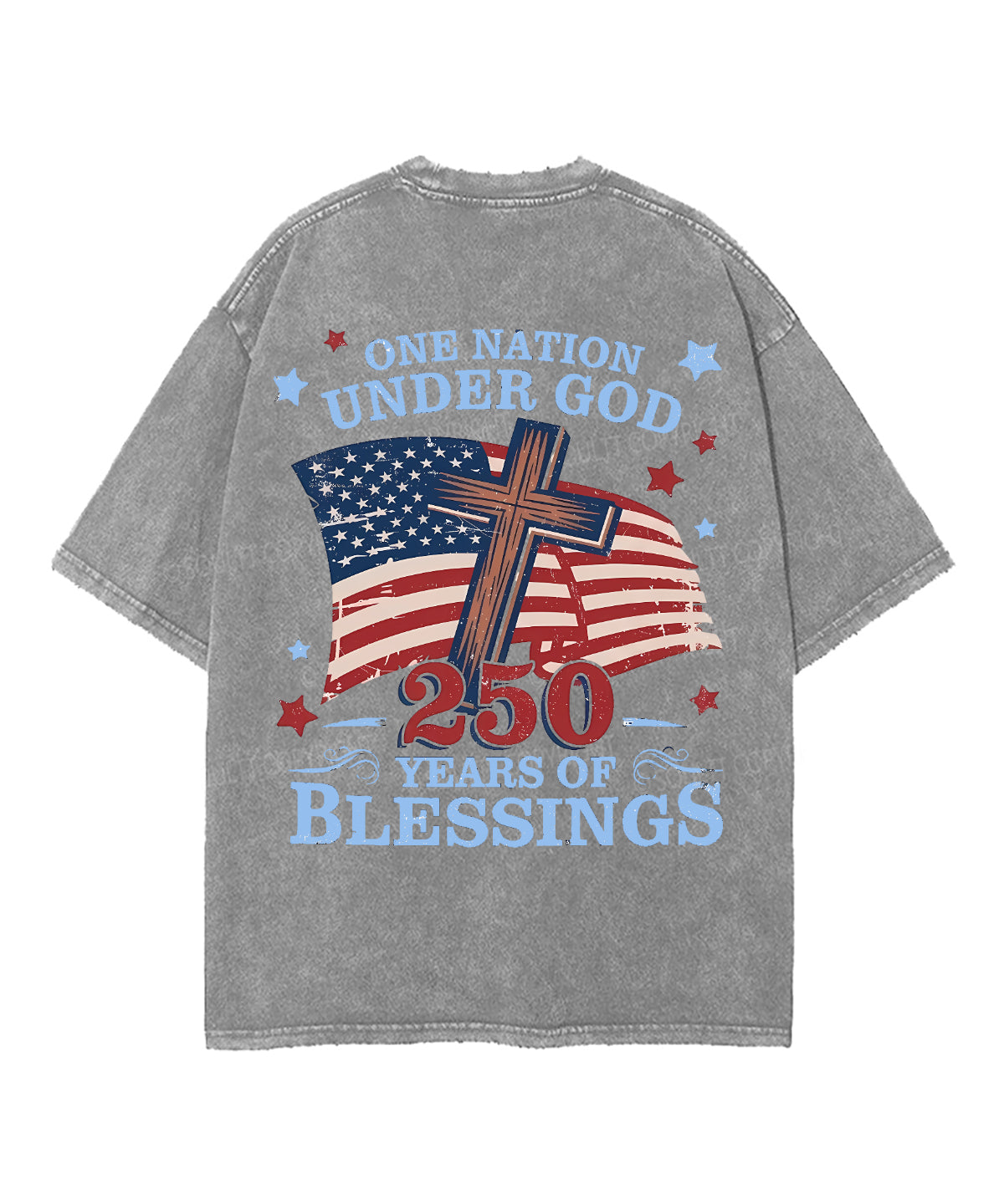 One Nation Under God 250 Years Double Sided Unisex Washed Christian T-shirt