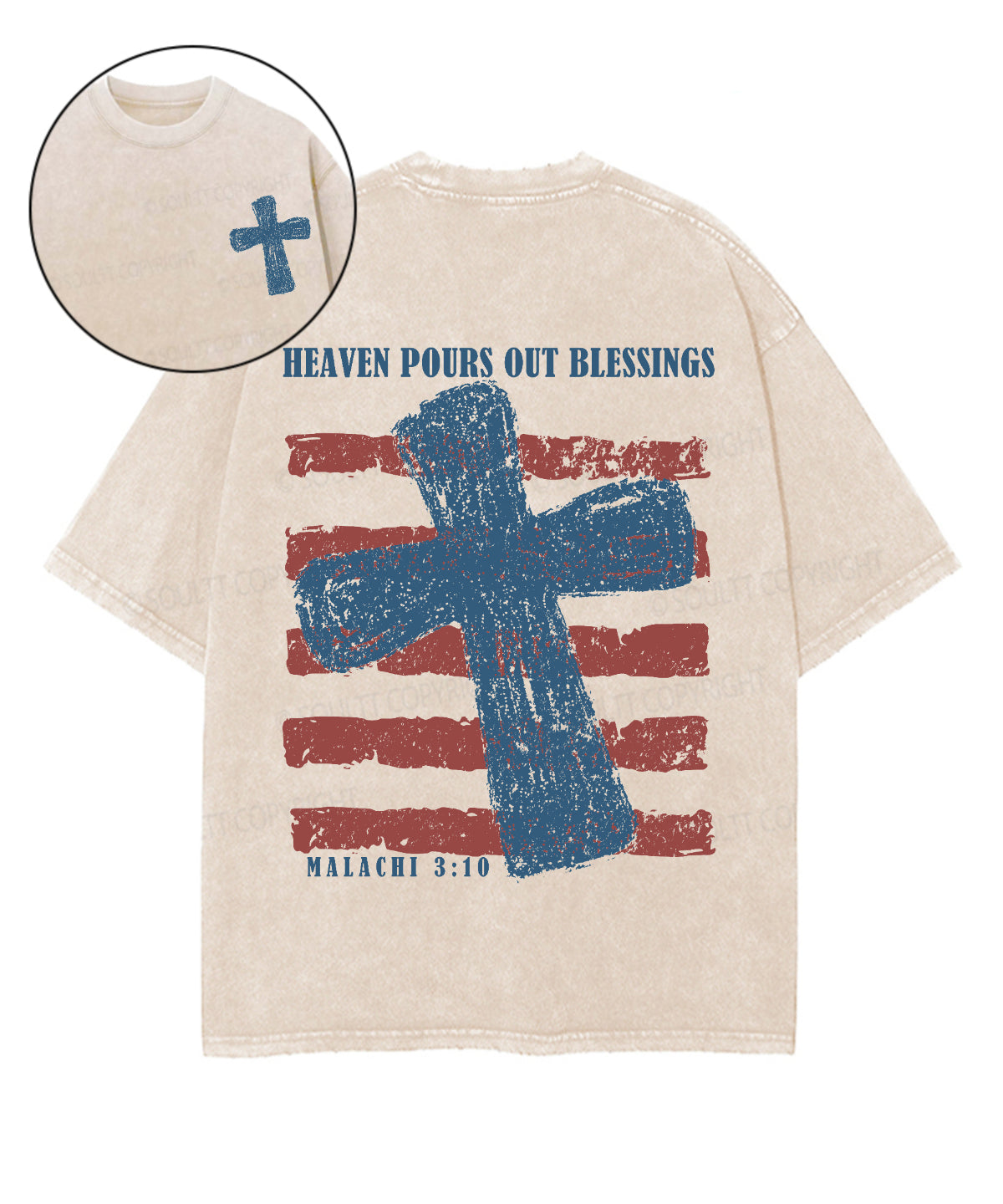 Heaven Pours Out Blessings Double Sided Unisex Washed Christian T-shirt