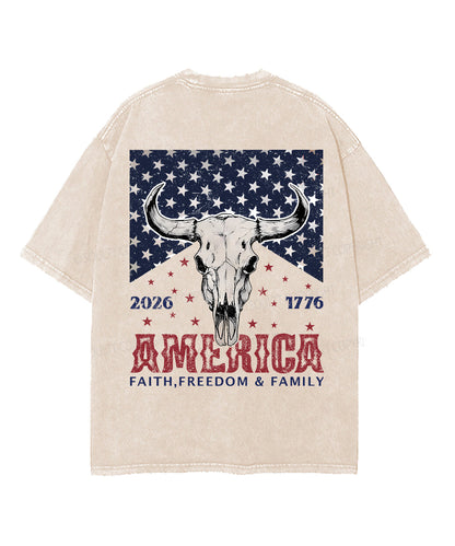 250 Years America Anniversary Double Sided Unisex Washed Christian T-shirt