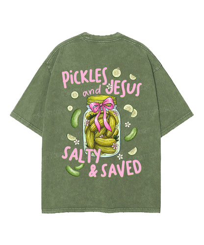 Salty & Saved Double Sided Unisex Washed Christian T-shirt
