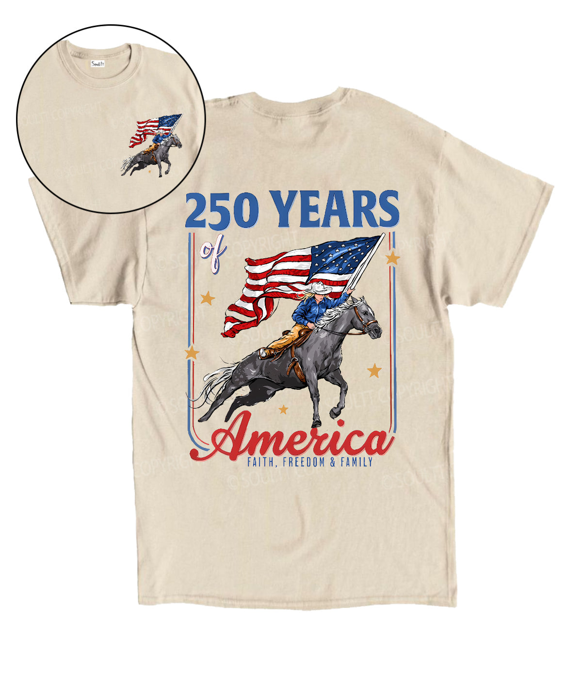 250 Years America Anniversary Double Sided Unisex Cotton Christian T-Shirt