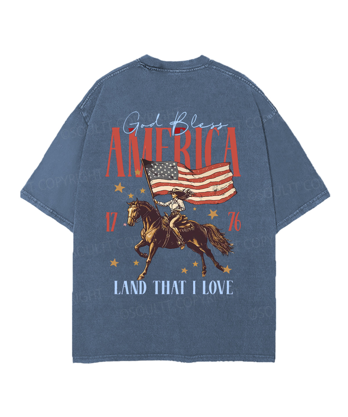 God Bless America Double Sided Unisex Christian Washed T-Shirt & Shorts