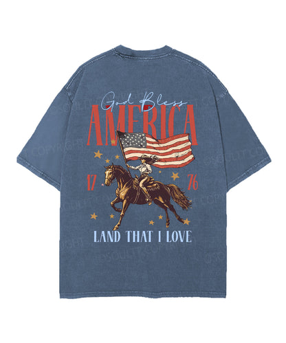 God Bless America Double Sided Unisex Christian Washed T-Shirt & Shorts