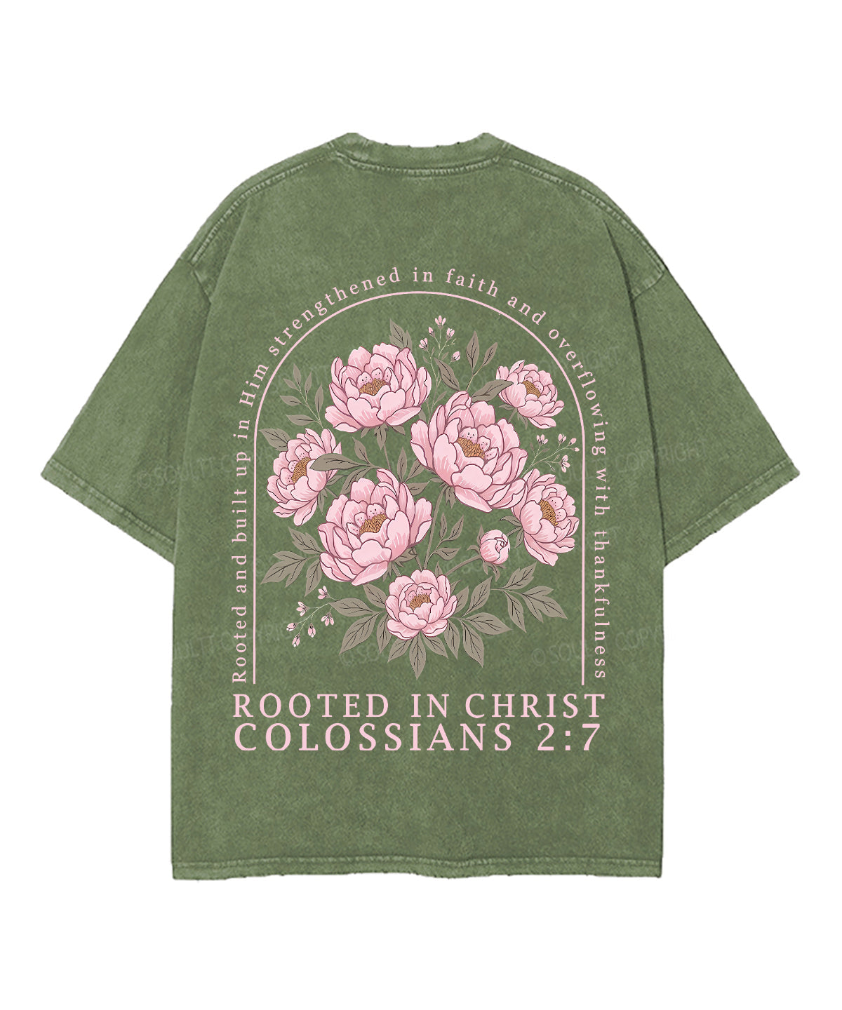 Rooted In Christ Double Sided Unisex Washed Christian T-shirt