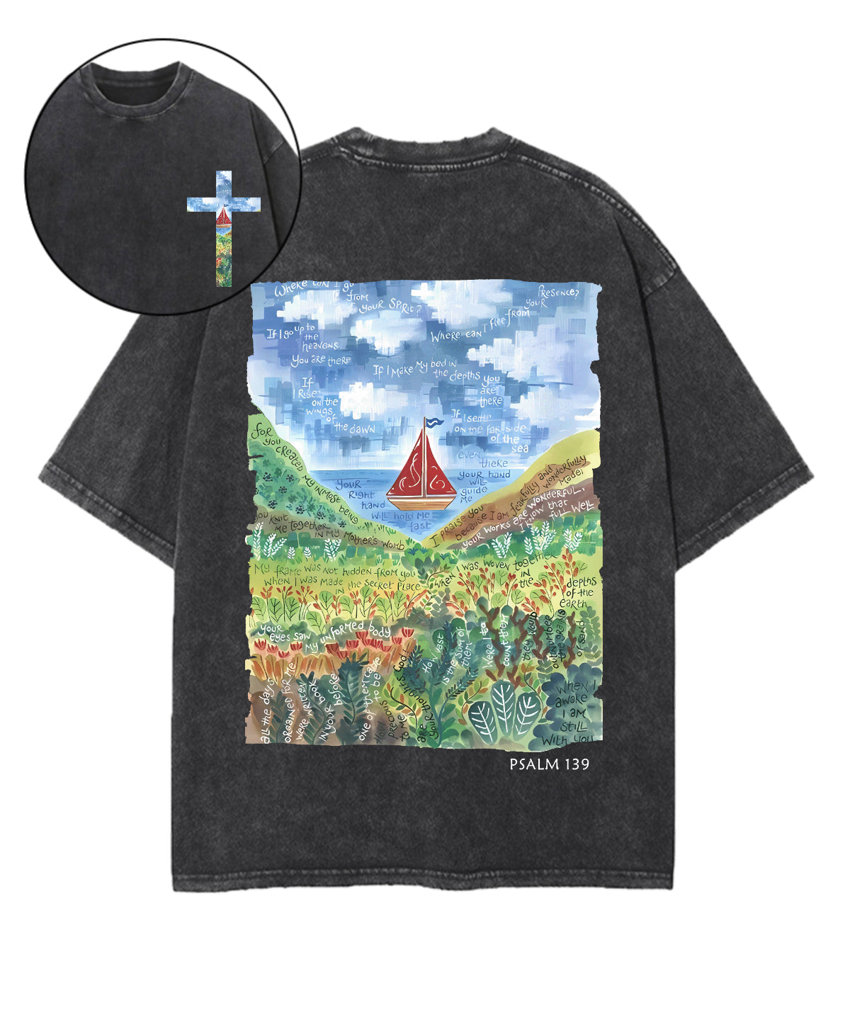 Fearfully And Wonderfully Made Double Sided Unisex Washed Christian T-shirt