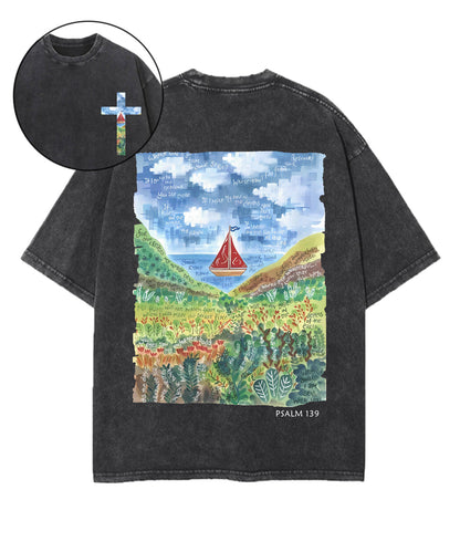 Fearfully And Wonderfully Made Double Sided Unisex Washed Christian T-shirt