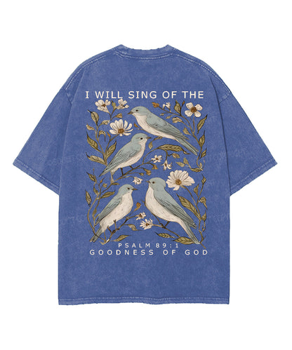 I Will Sing Of The Goodness Of God Double Sided Unisex Washed Christian T-shirt