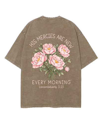 His Mercies Are New Every Morning Double Sided Unisex Washed Christian T-shirt