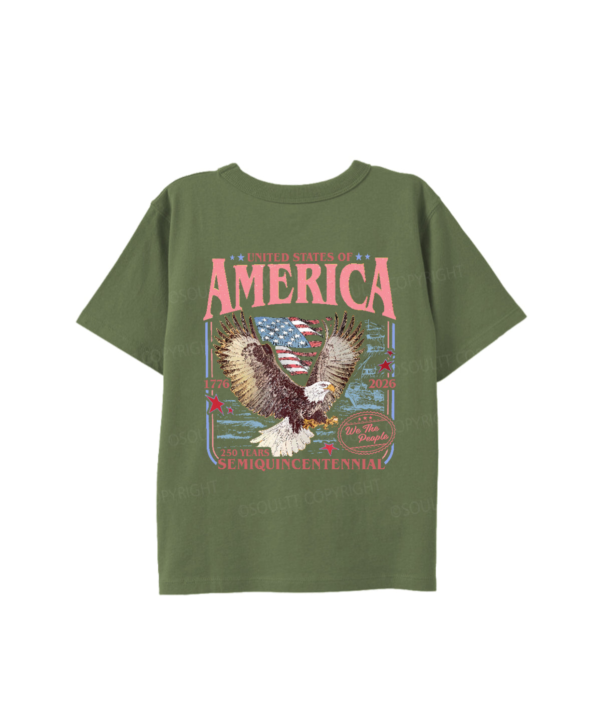 Kids 250 Years America Anniversary Double Sided Cotton Christian T-shirt