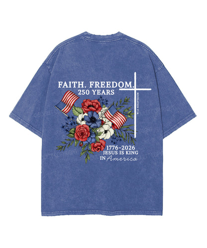 Faith • Freedom Double Sided Unisex Washed Christian T-shirt
