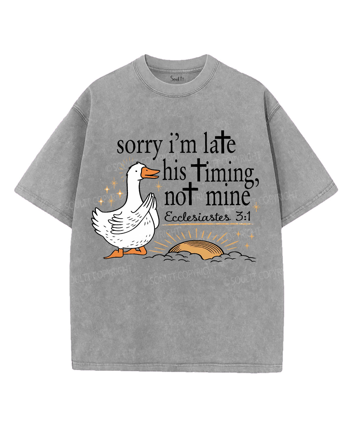 Sorry I'm Late Unisex Washed Christian T-shirt