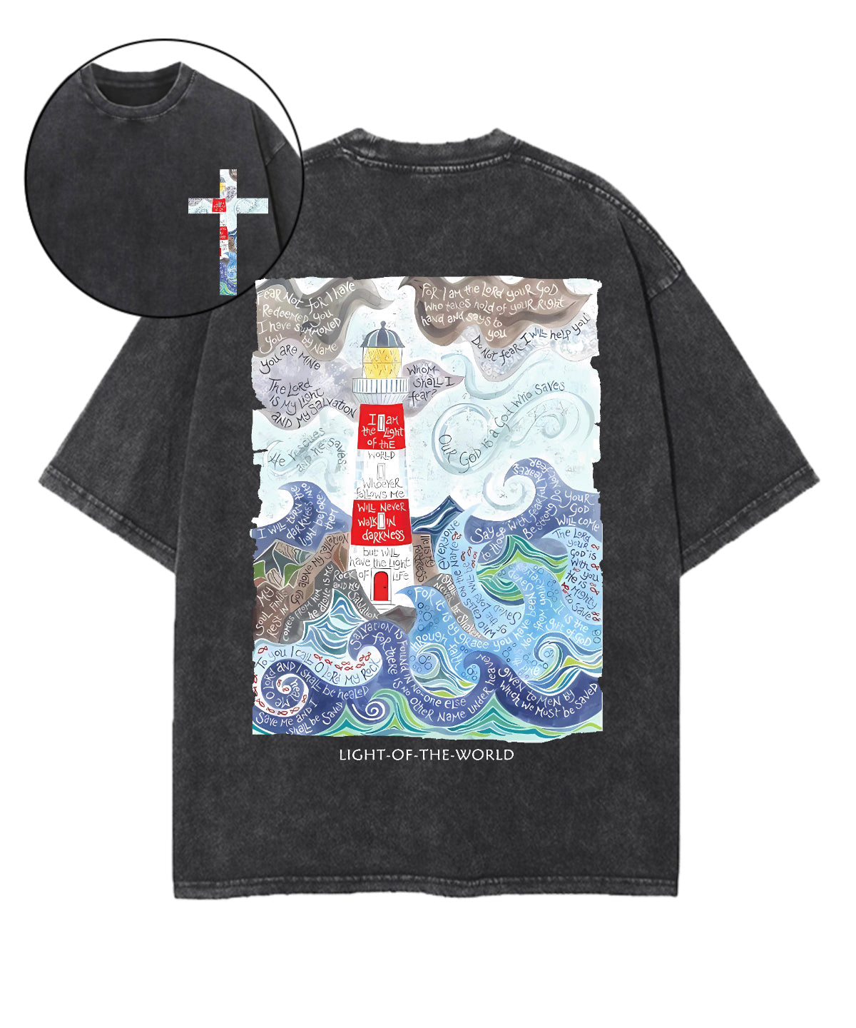 Light Of The World Double Sided Unisex Washed Christian T-shirt