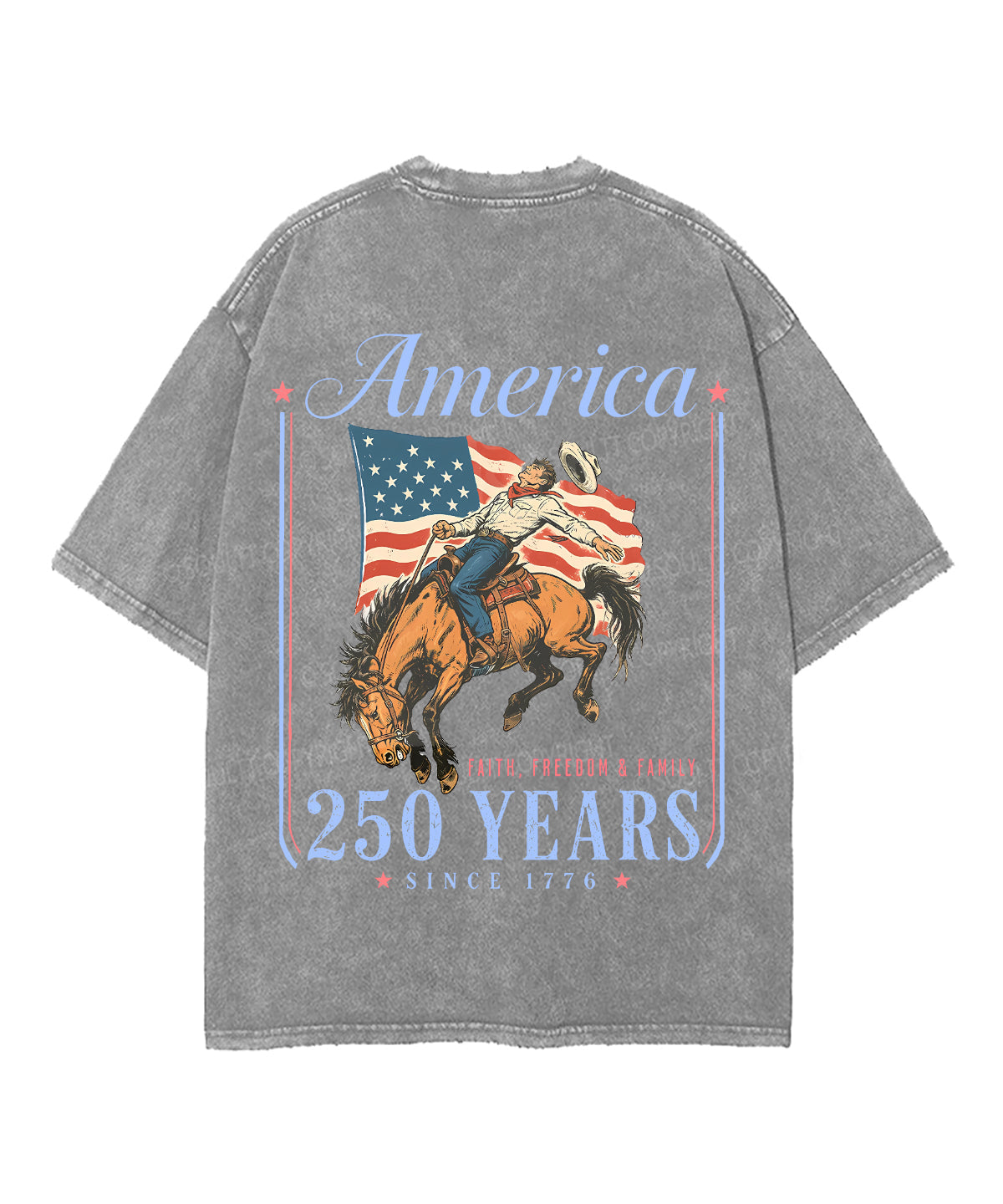 250 Years America Anniversary Double Sided Unisex Washed Christian T-shirt