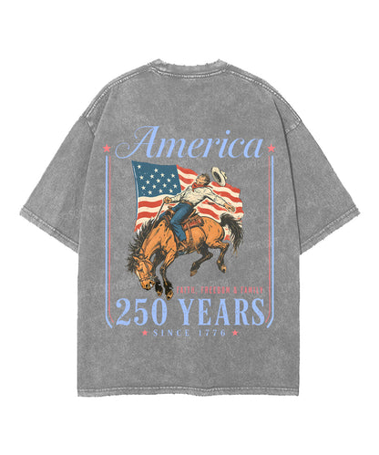 250 Years America Anniversary Double Sided Unisex Washed Christian T-shirt