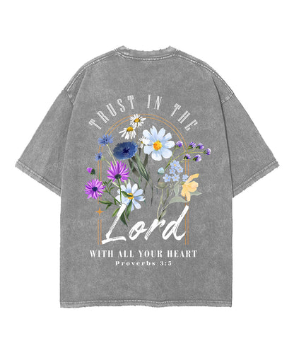 Trust In The Lord Double Sided Unisex Washed Christian T-shirt