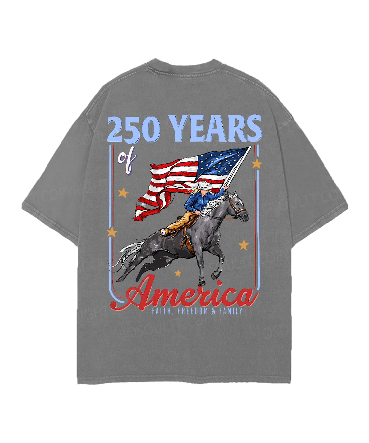 250 Years America Anniversary Double Sided Unisex Christian Washed T-Shirt & Shorts
