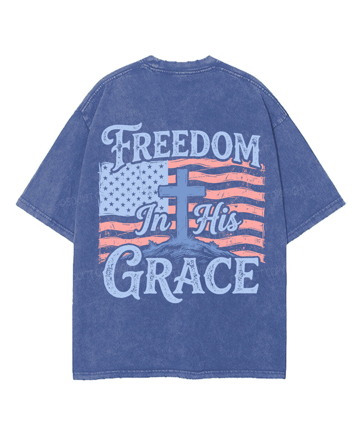 Freedom In His Grace Double Sided Unisex Washed Christian T-shirt