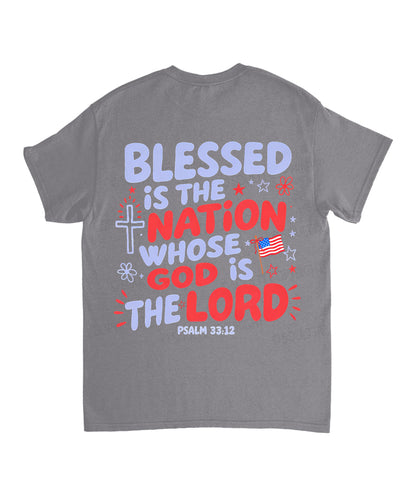 Blessed Is The Nation Whose God Is The Lord Double Sided Unisex Cotton Christian T-Shirt