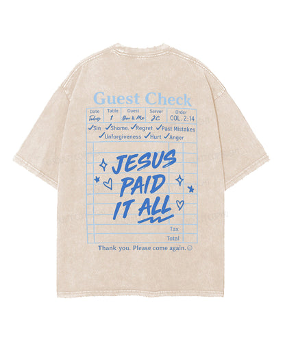 Jesus Paid It All Double Sided Unisex Washed Christian T-shirt