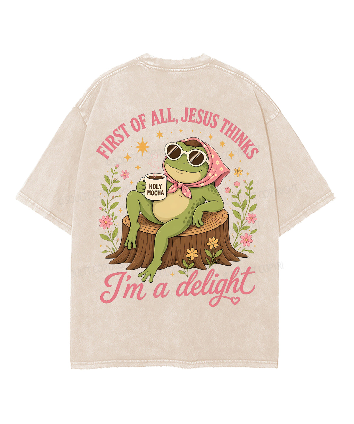 First Of All , Jesus Thinks I'm A Delight Double Sided Unisex Washed Christian T-shirt