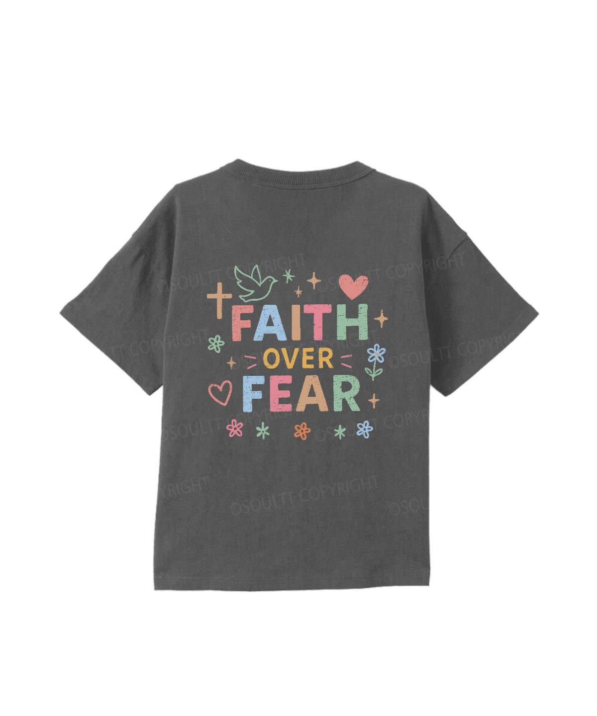 Kids Faith Over Fear Double Sided Cotton Christian T-shirt