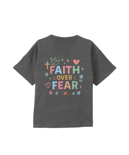 Kids Faith Over Fear Double Sided Cotton Christian T-shirt