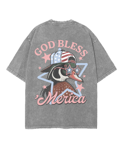 God Bless America Double Sided Unisex Washed Christian T-shirt