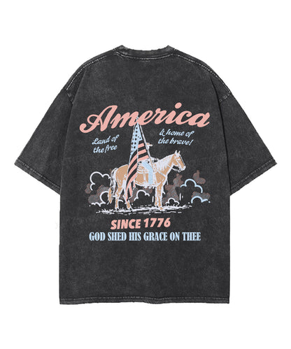 God Shed His Grace On Thee Double Sided Unisex Washed Christian T-shirt