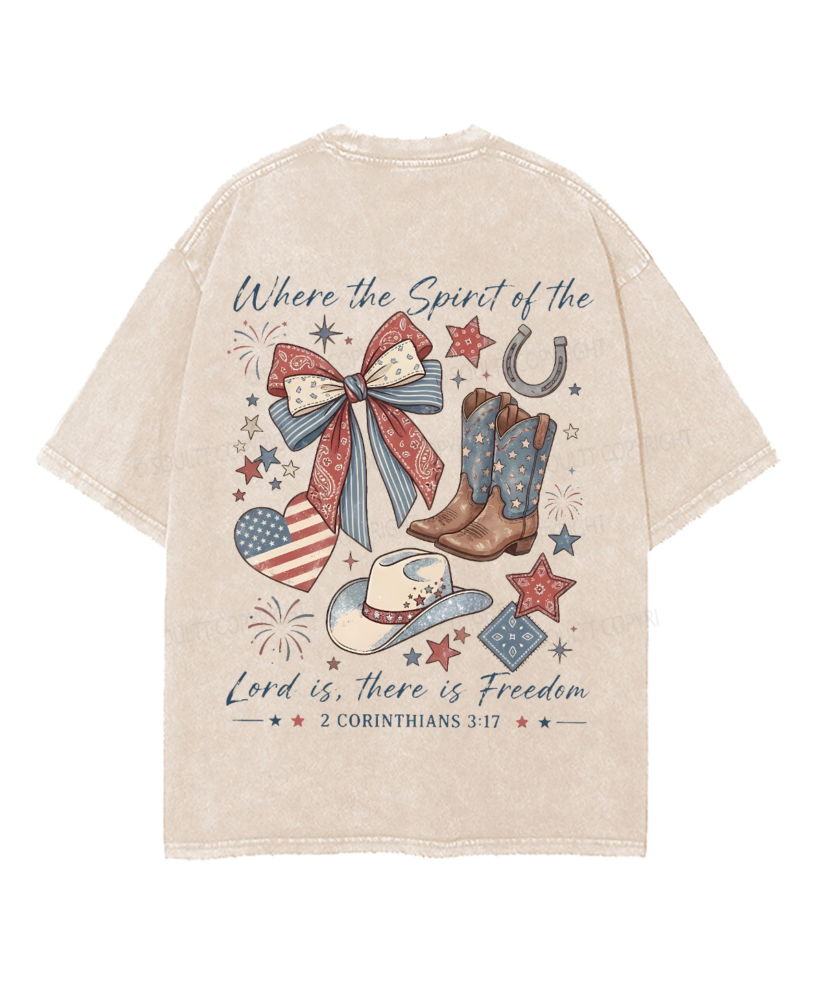 There Is Freedom Double Sided Unisex Washed Christian T-shirt