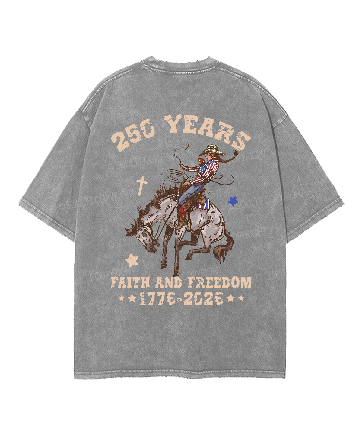 250 Years America Anniversary Double Sided Unisex Washed Christian T-shirt