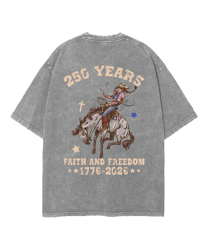 250 Years America Anniversary Double Sided Unisex Washed Christian T-shirt