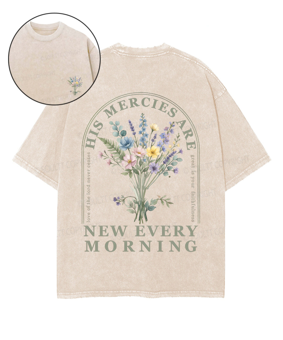 His Mercies Are New Every Morning Double Sided Unisex Washed Christian T-shirt