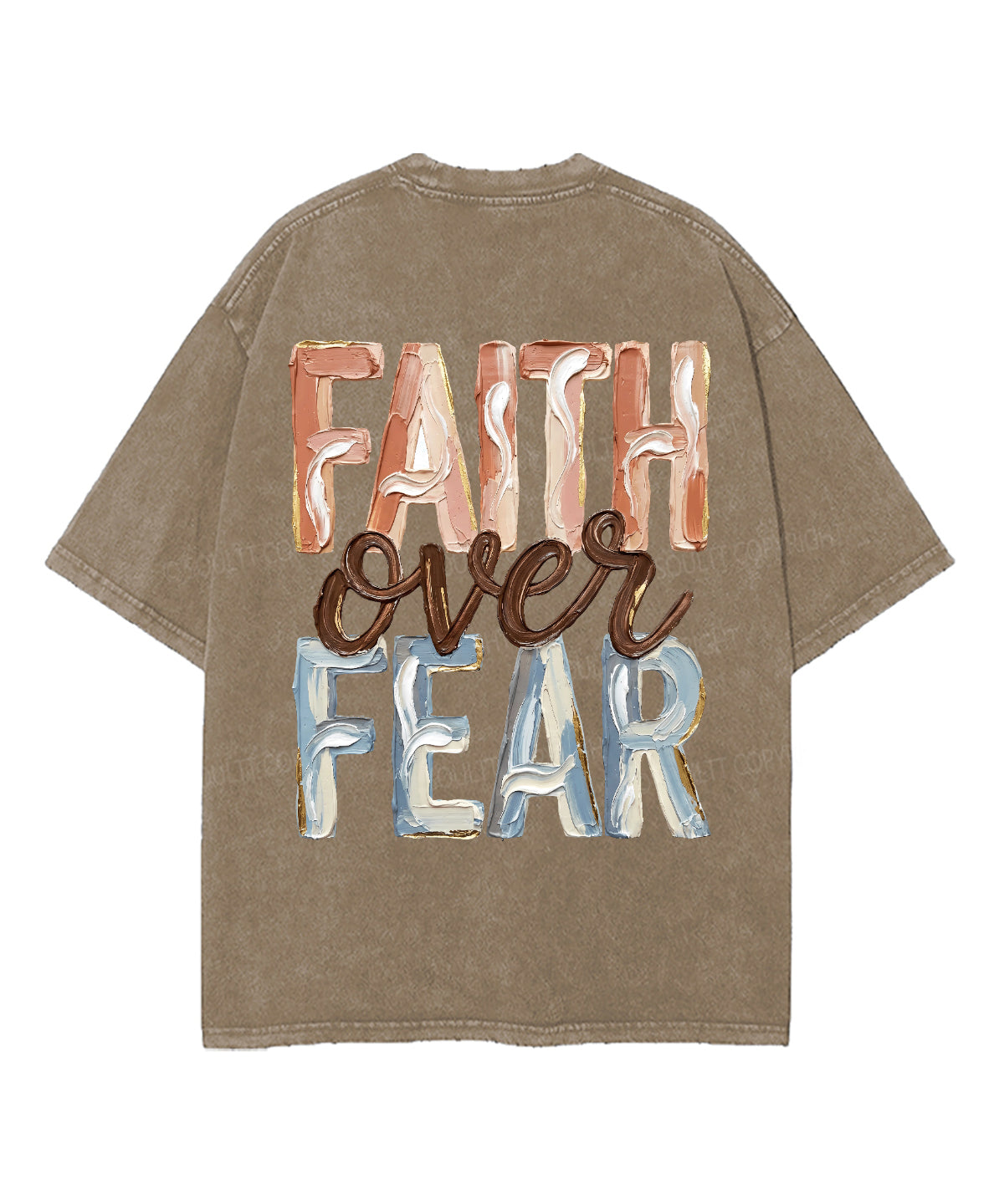Faith Over Fear Double Sided Unisex Washed Christian T-shirt