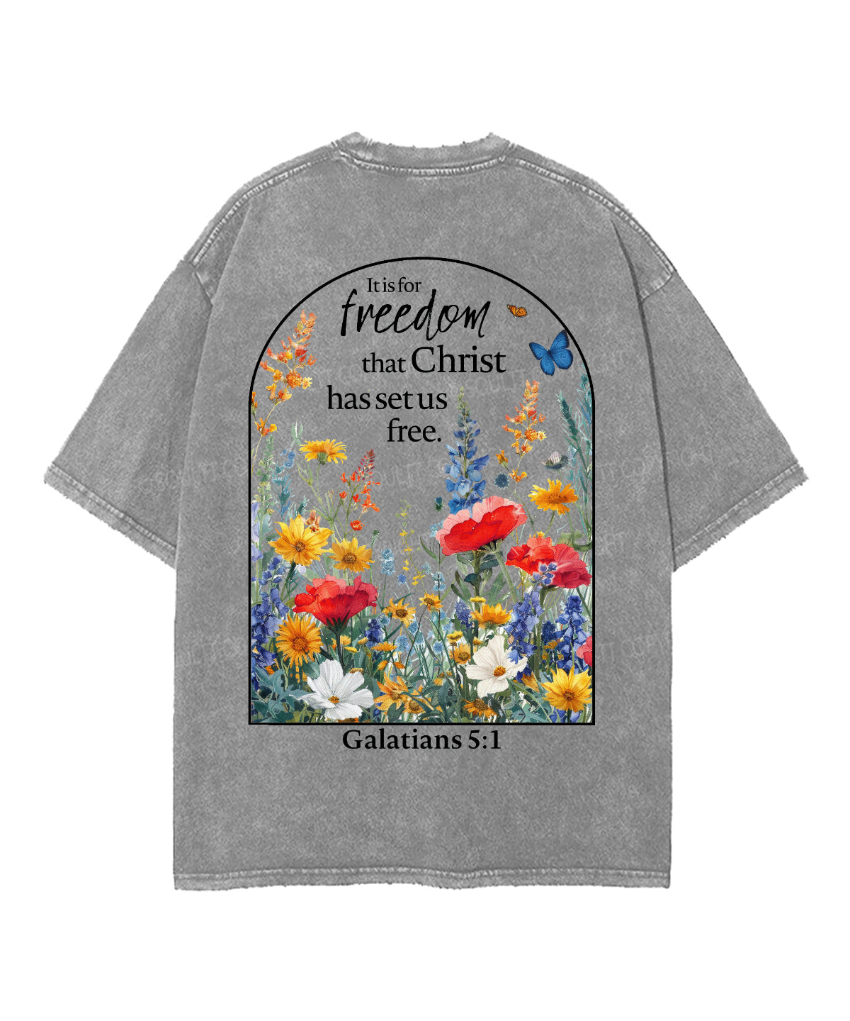 Christ Has Set Us Free Double Sided Unisex Washed Christian T-shirt