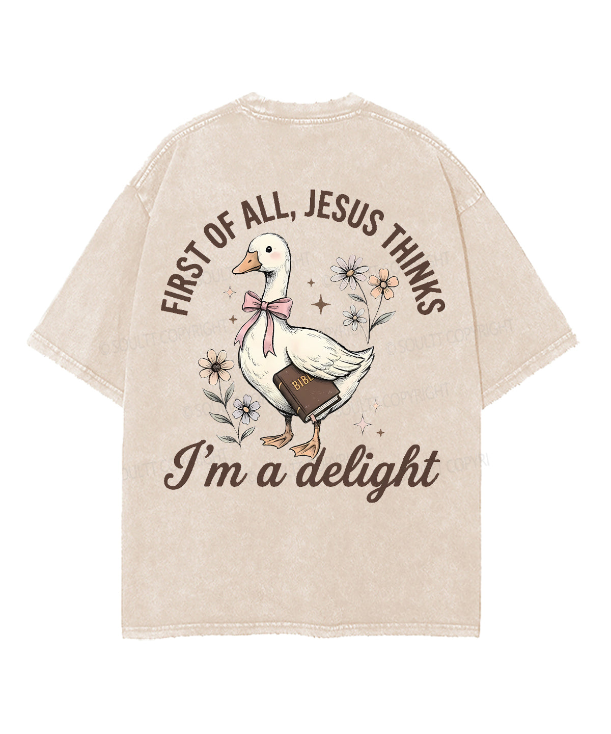 First Of All , Jesus Thinks I'm A Delight Double Sided Unisex Washed Christian T-shirt