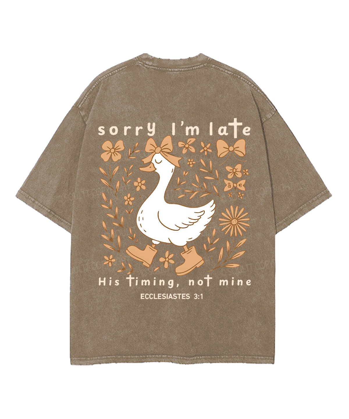 Sorry I’m Late, His Timing Not Mine Double Sided Unisex Washed Christian T-shirt