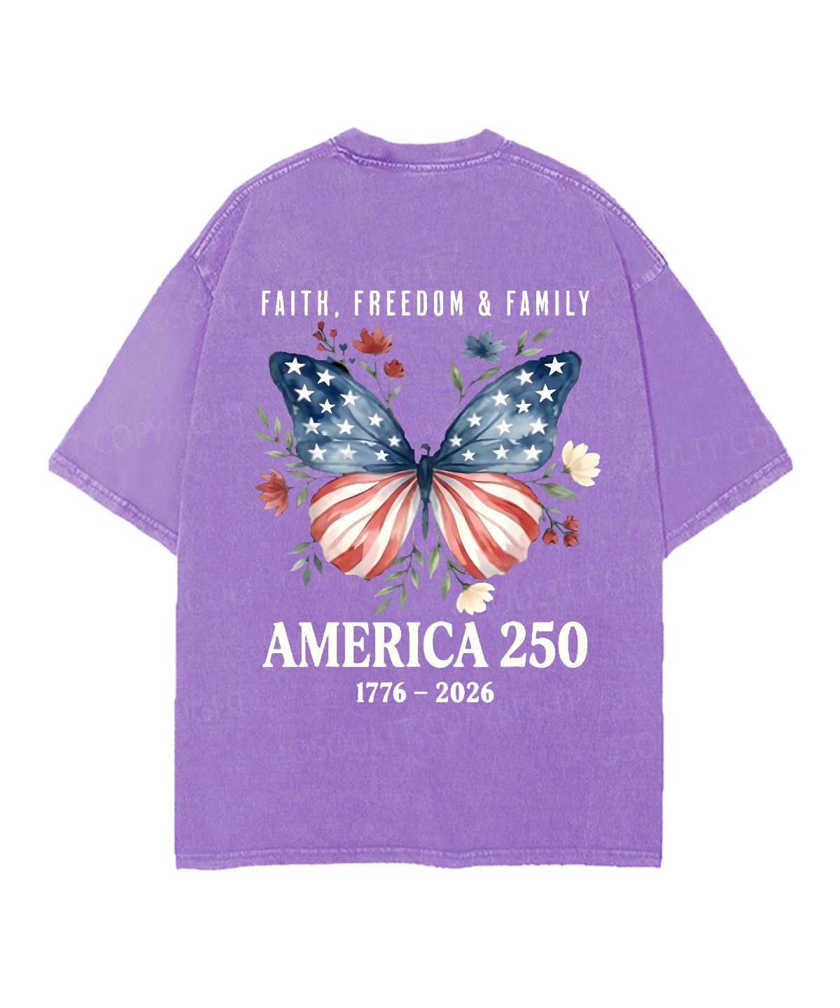 250 Years America Anniversary Double Sided Unisex Christian Washed T-Shirt & Shorts