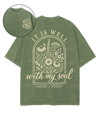 It Is Well With My Soul Double Sided Unisex Washed Christian T-shirt