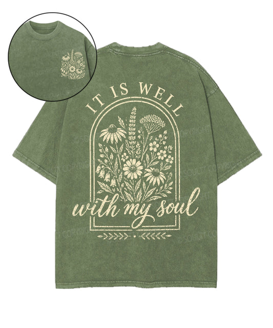 It Is Well With My Soul Double Sided Unisex Washed Christian T-shirt