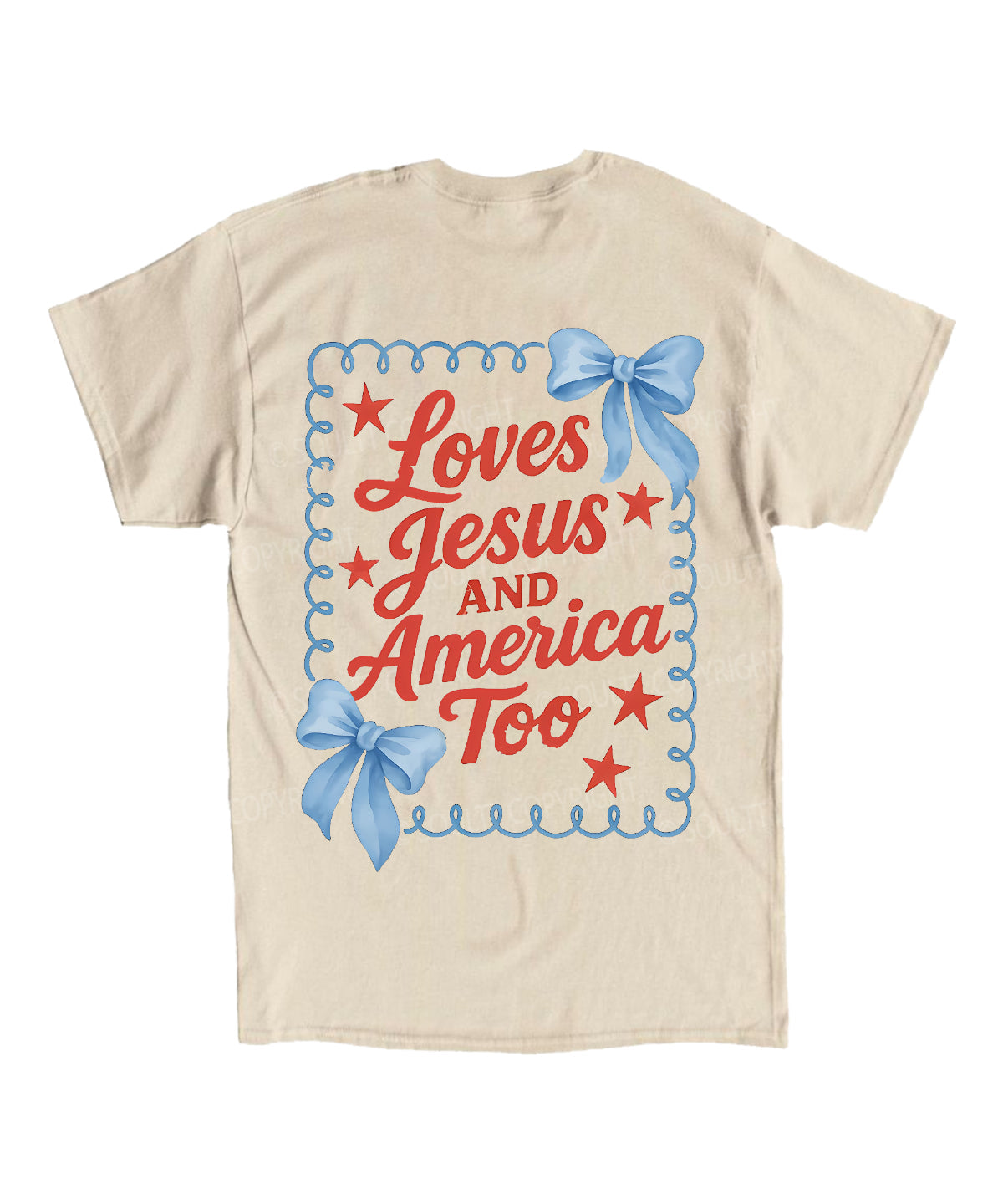 Loves Jesus And America Too Double Sided Unisex Cotton Christian T-Shirt