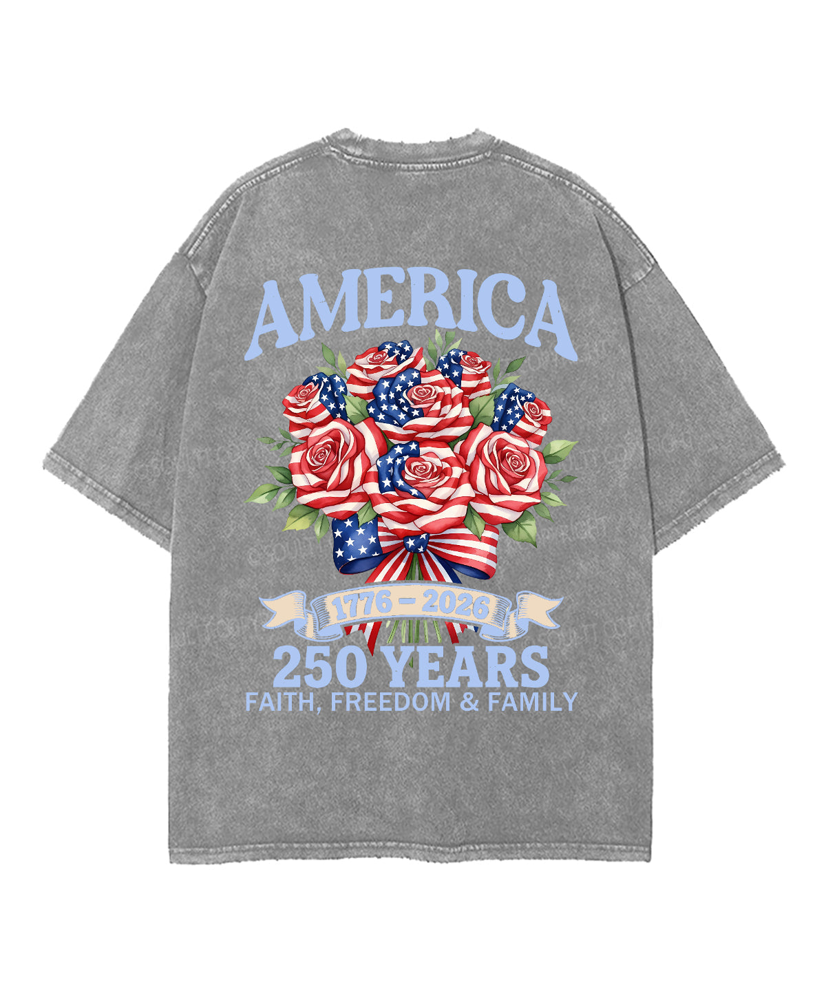 250 Years America Anniversary Double Sided Unisex Washed Christian T-shirt